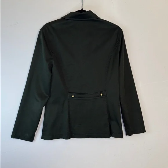 St. John Sport Dark Green Utility Jacket preloved Sz S gold accents 2 pockets - Picture 4 of 8